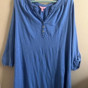 LILLY PULITZER Essie Tunic Dress Light Blue Size XL Style 27678